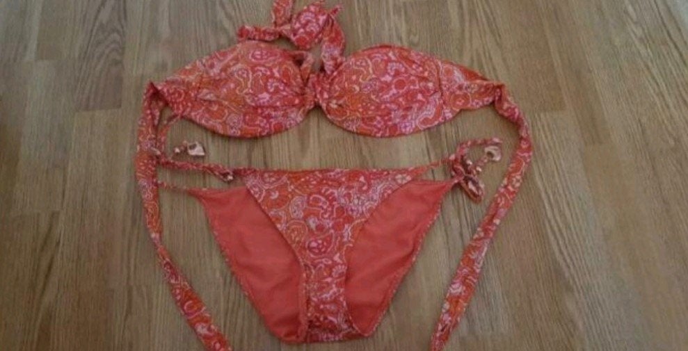 Prachtige, kleurrijke strapless bikini - maat L, Ophalen of Verzenden, Zo goed als nieuw, Oranje, Bikini