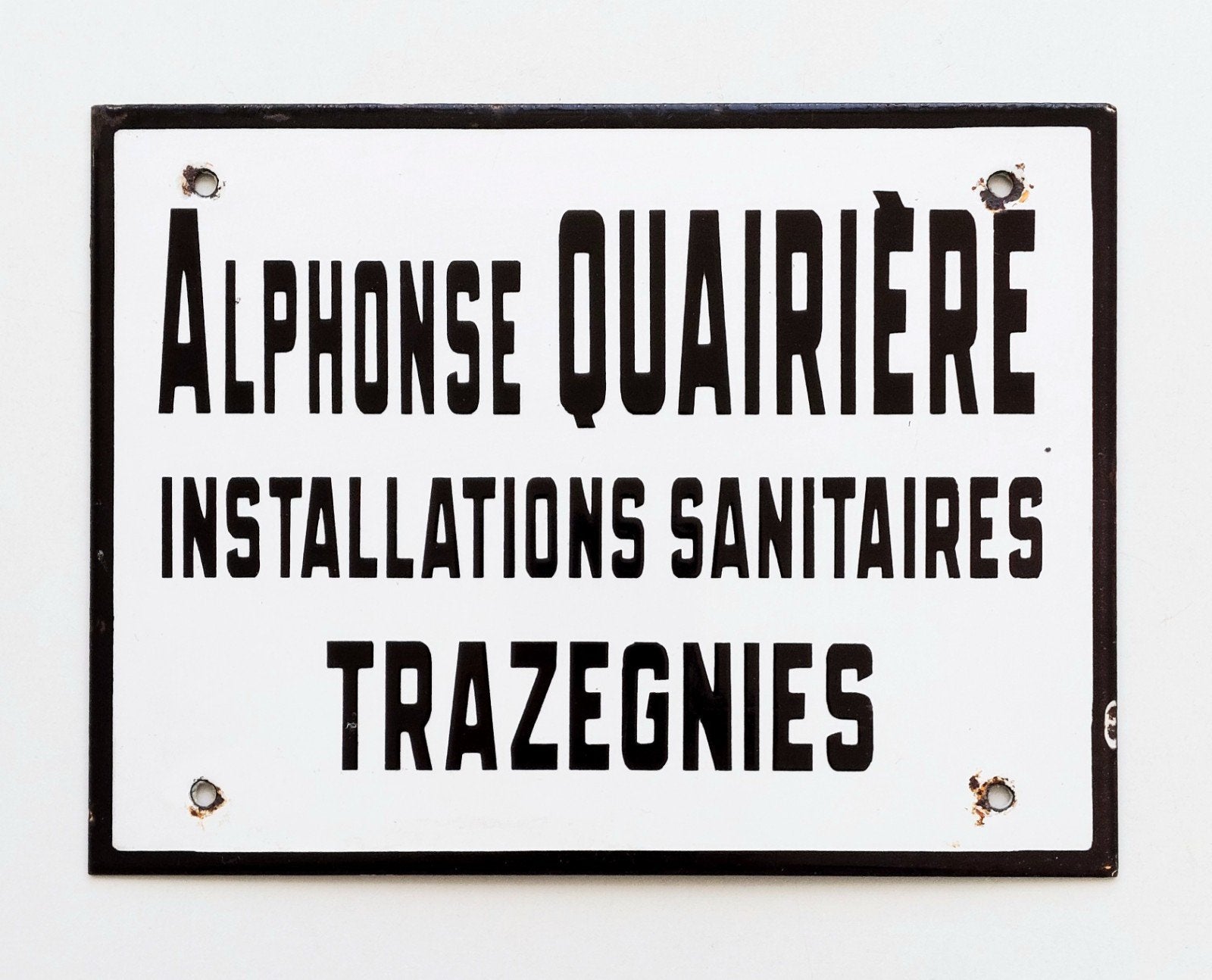 Oud emaille bord reclamebord installatiebedrijf België, Antiek en Kunst, Curiosa en Brocante, Ophalen of Verzenden