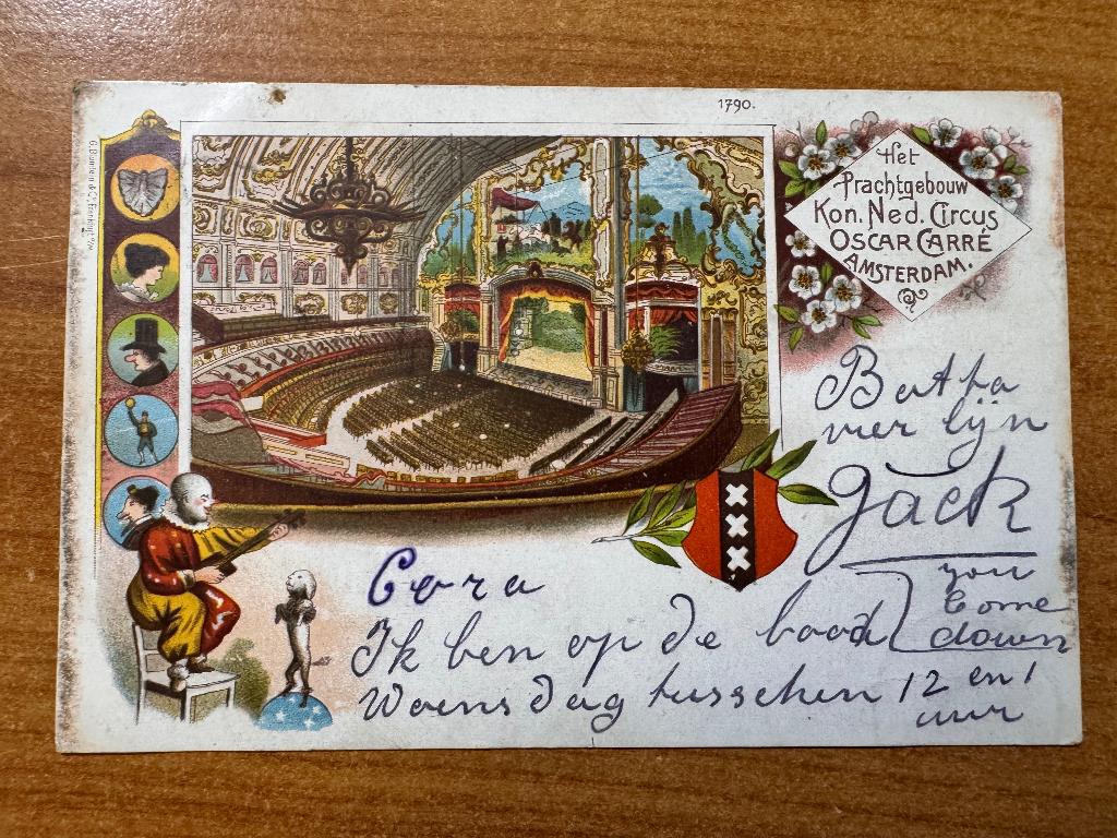 Amsterdam litho circus Carre  1904, Verzenden, Voor 1920, Gelopen, Noord-Holland