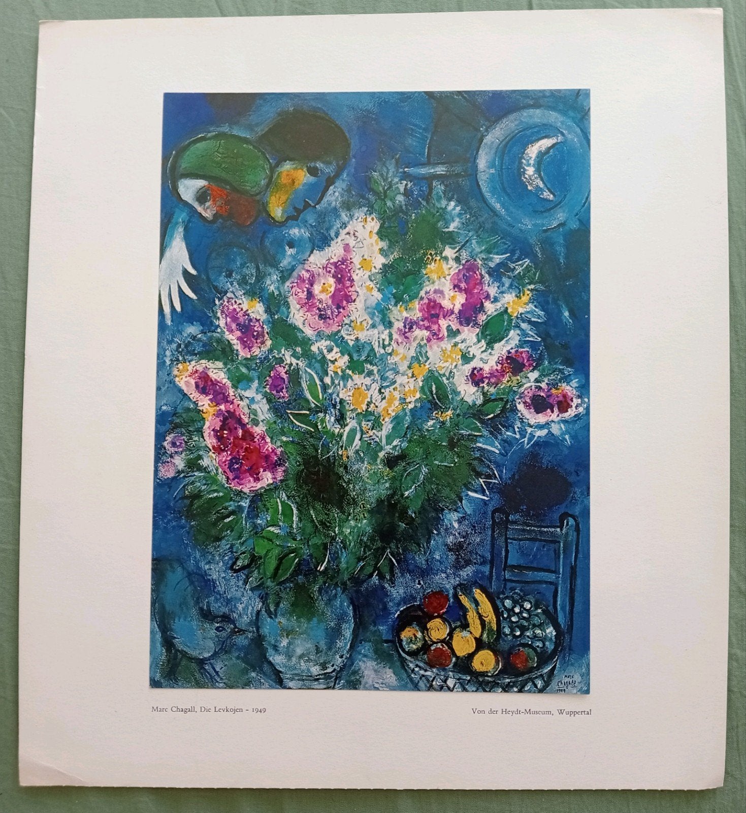Marc Chagall offset prent 1966, Ophalen of Verzenden, 1960 tot 1980, Gebruikt, Overige onderwerpen