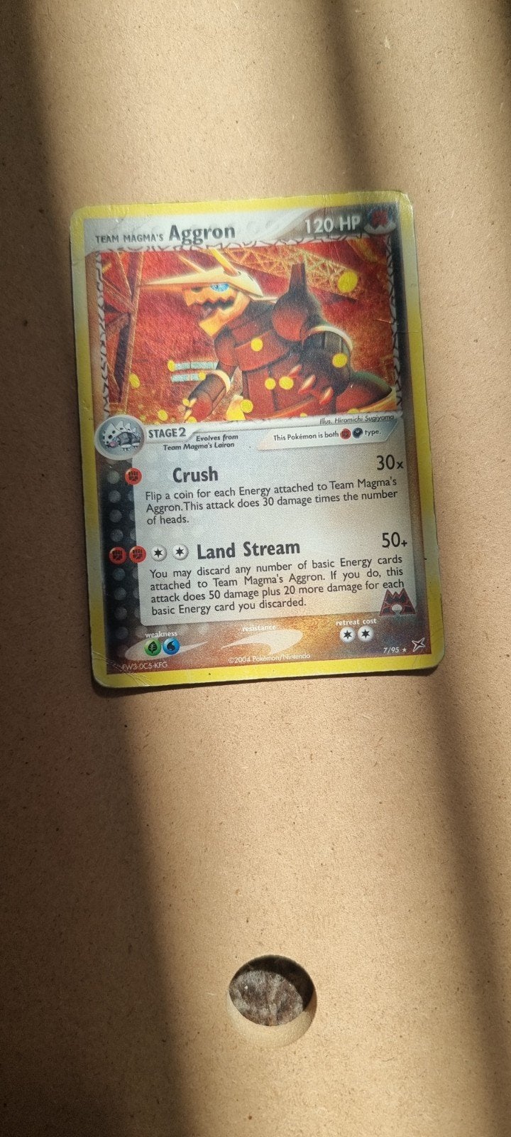 Team Magma's Aggron Pokémon Kaart 7/95 Holo EX Team Magma, Ophalen of Verzenden, Gebruikt, Losse kaart, Foil