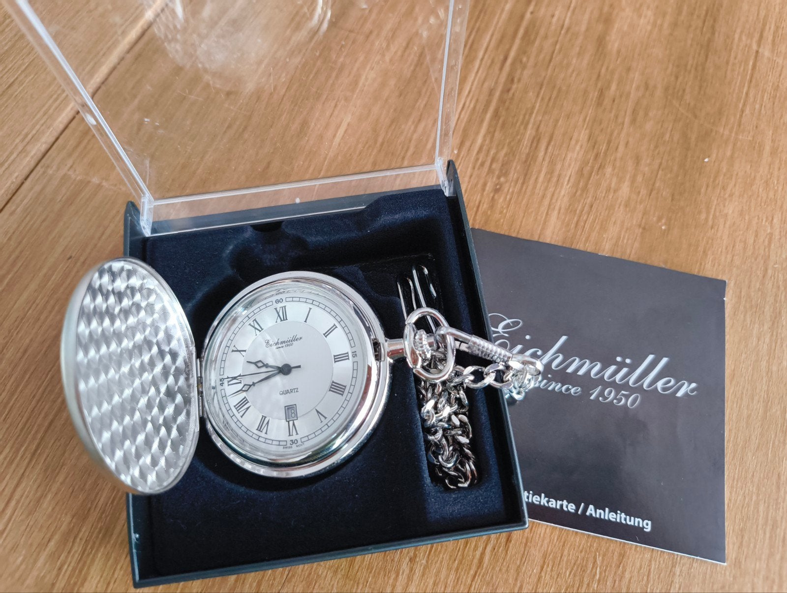 Eichmüller zakhorloge 8206-02 (metaal en quartz), Overige merken, Staal, Zakhorloge, Staal