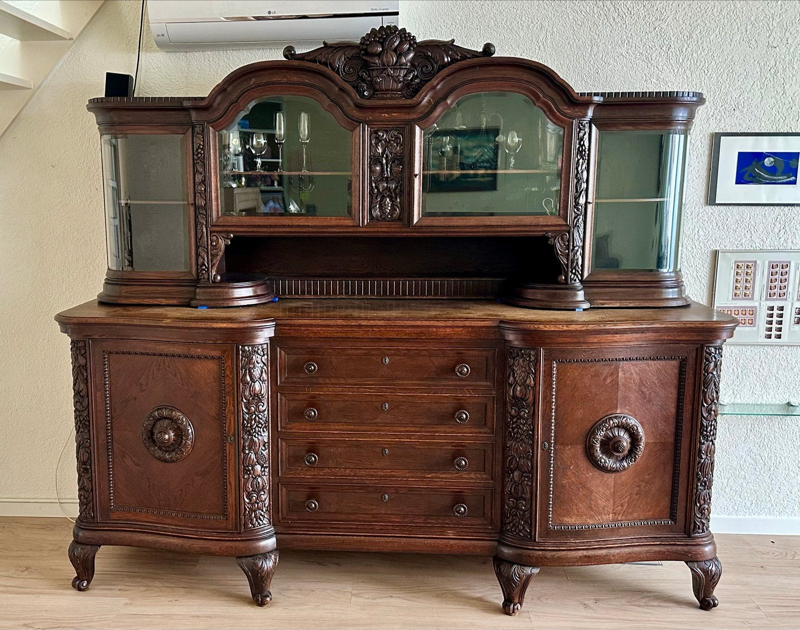 Uniek Massief Eiken Buffet kast (Berlijn 1899-1901), Ophalen