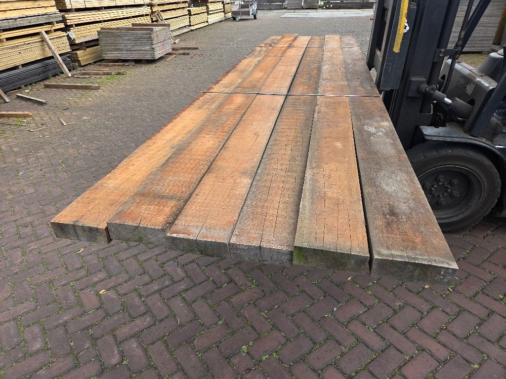 6 Hardhouten balken 6.5x18.0 cm / 4.50 m lang - nr: HB95, Ophalen, Nieuw, Hardhout, 250 cm of meer