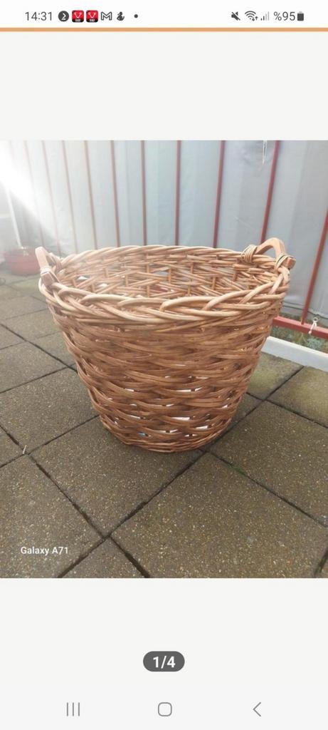 Grote rieten mand, ideaal voor opslag of decoratie, Ophalen, Gebruikt, Mand, Rond