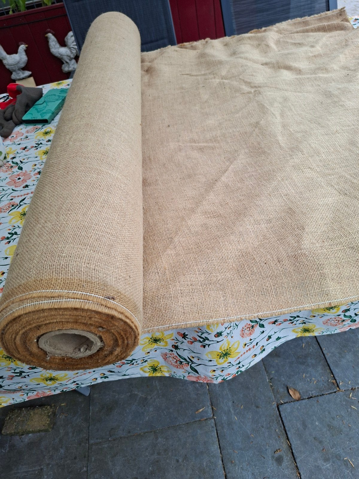 Jute stof op rol - 1 meter breed, meer dan 30 meter lang, Overige materialen, Gebruikt, Bruin, 200 cm of meer