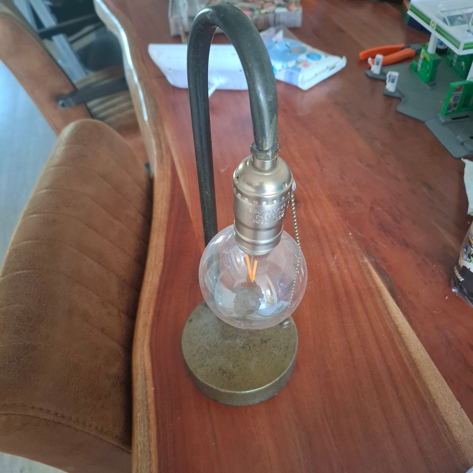 Industriële Tafellamp met Edison Lamp - Vintage Stijl, Ophalen, Bureaulamp, E27 (groot), Zo goed als nieuw