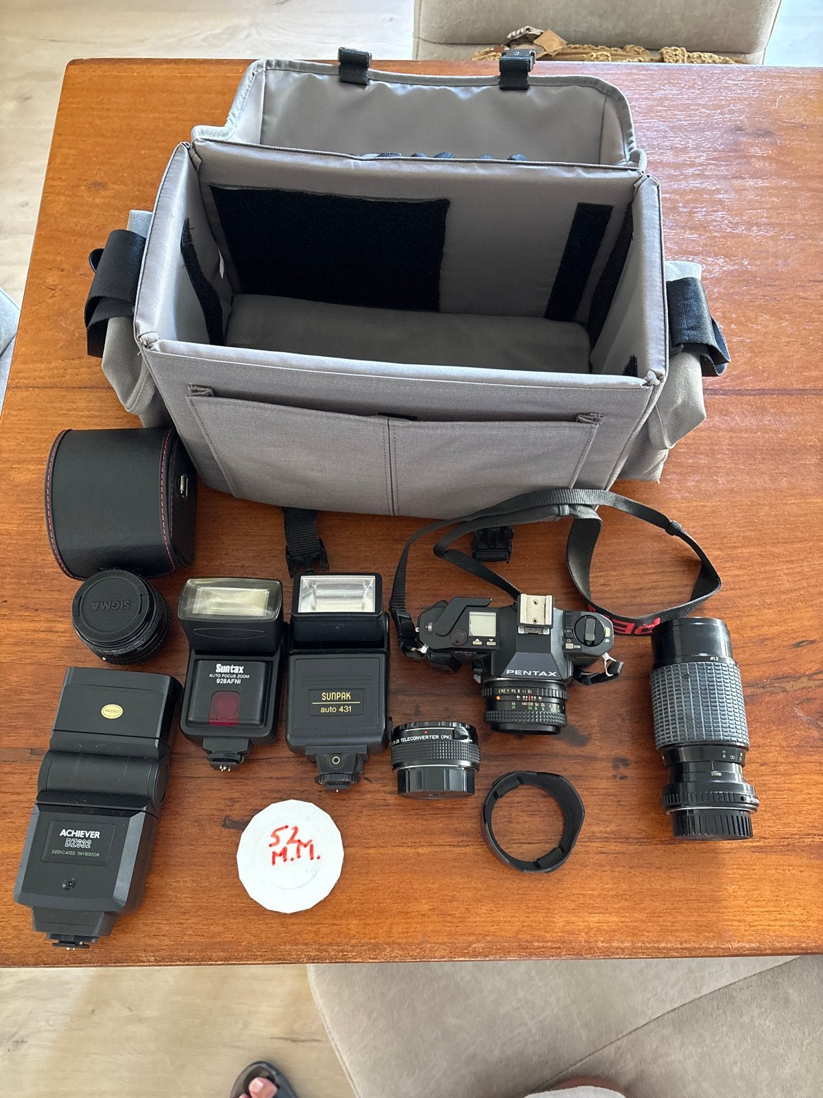 Pentax Spiegelreflexcamera set met accessoires en tas, Ophalen, Gebruikt, Spiegelreflex, Pentax