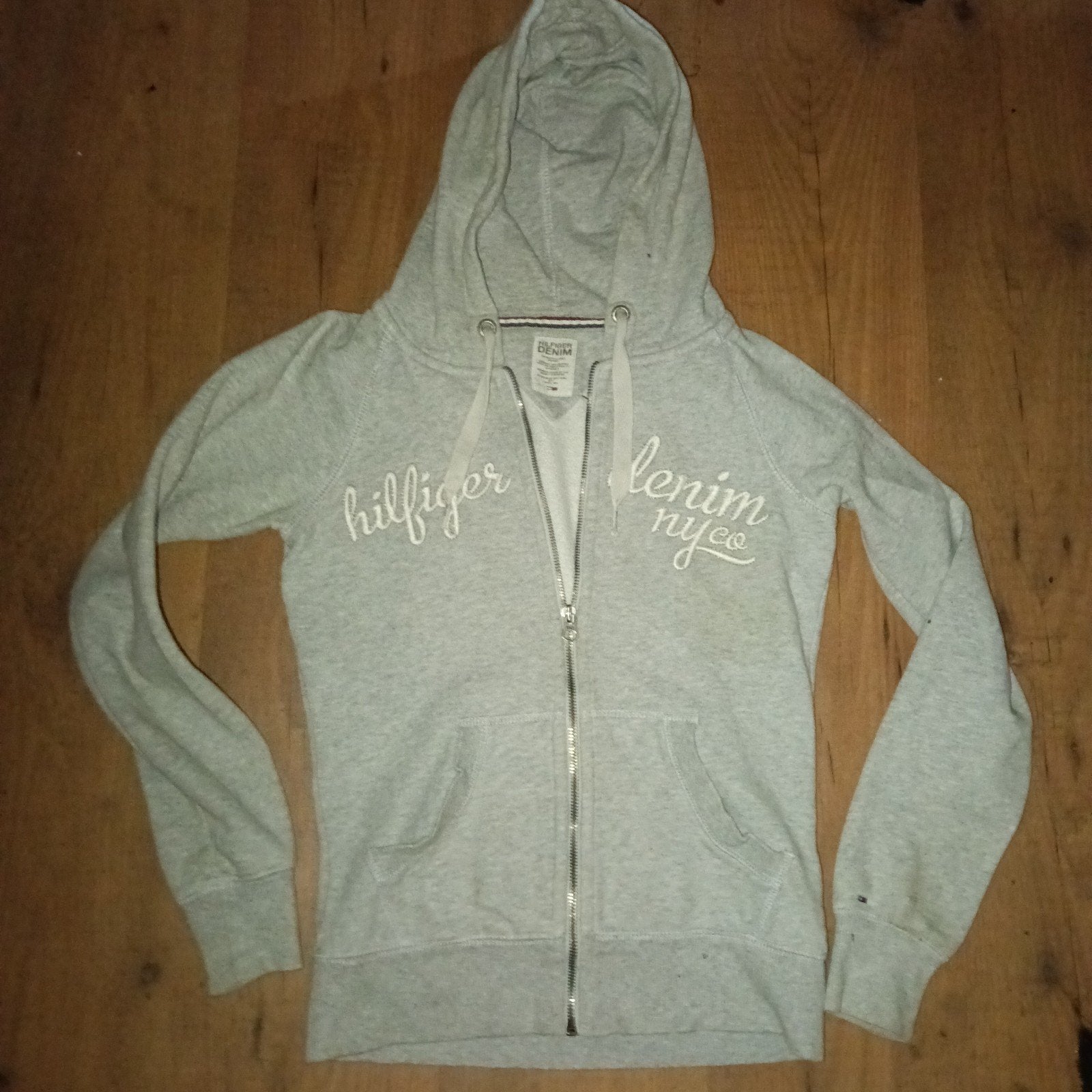 Tommy Hilfiger Denim Hoodie Grijs XS, Kleding | Dames, Ophalen of Verzenden, Maat 34 (XS) of kleiner, Grijs, Gedragen