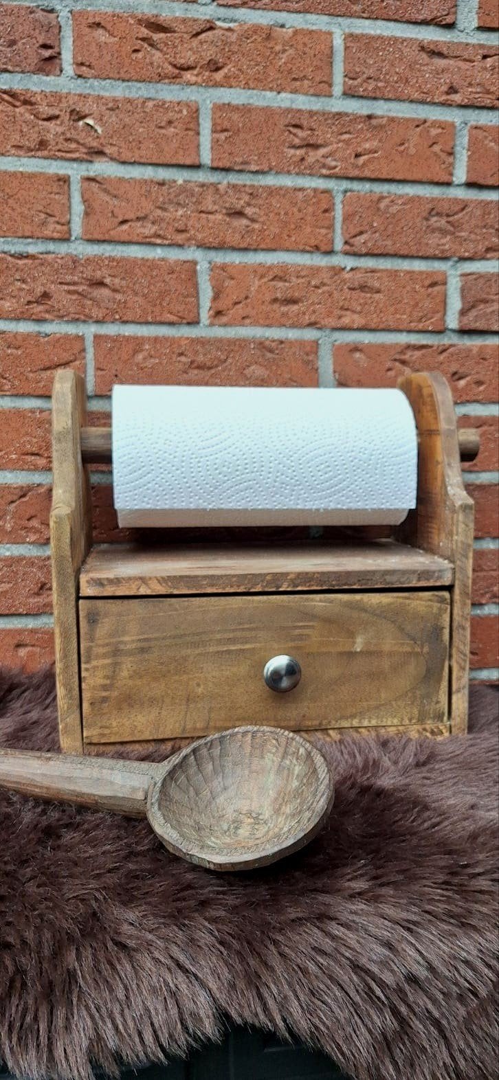 Houten keukenrolhouder met lade nieuw, Overige typen, Hout, Nieuw, Ophalen of Verzenden