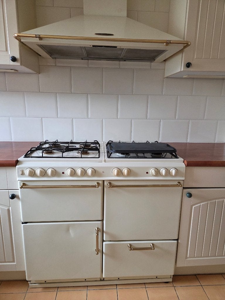 8-pits gasfornuis, 3 ovens, incl. afzuigkap, Stoves, Witgoed en Apparatuur, Fornuizen, Ophalen, Gebruikt, 60 cm of meer, Gas