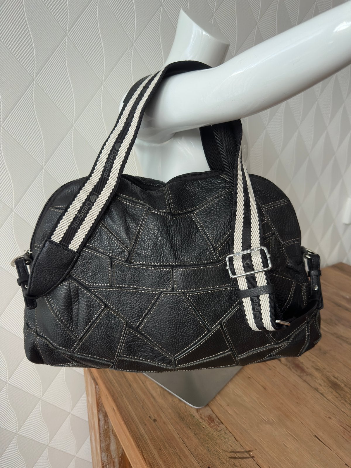 Tas, patchwork, groot, leer, Ophalen of Verzenden, Gebruikt, Zwart, Shopper