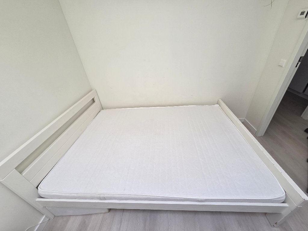 Bed 140×200, Ophalen, Gebruikt, Wit, Tweepersoons