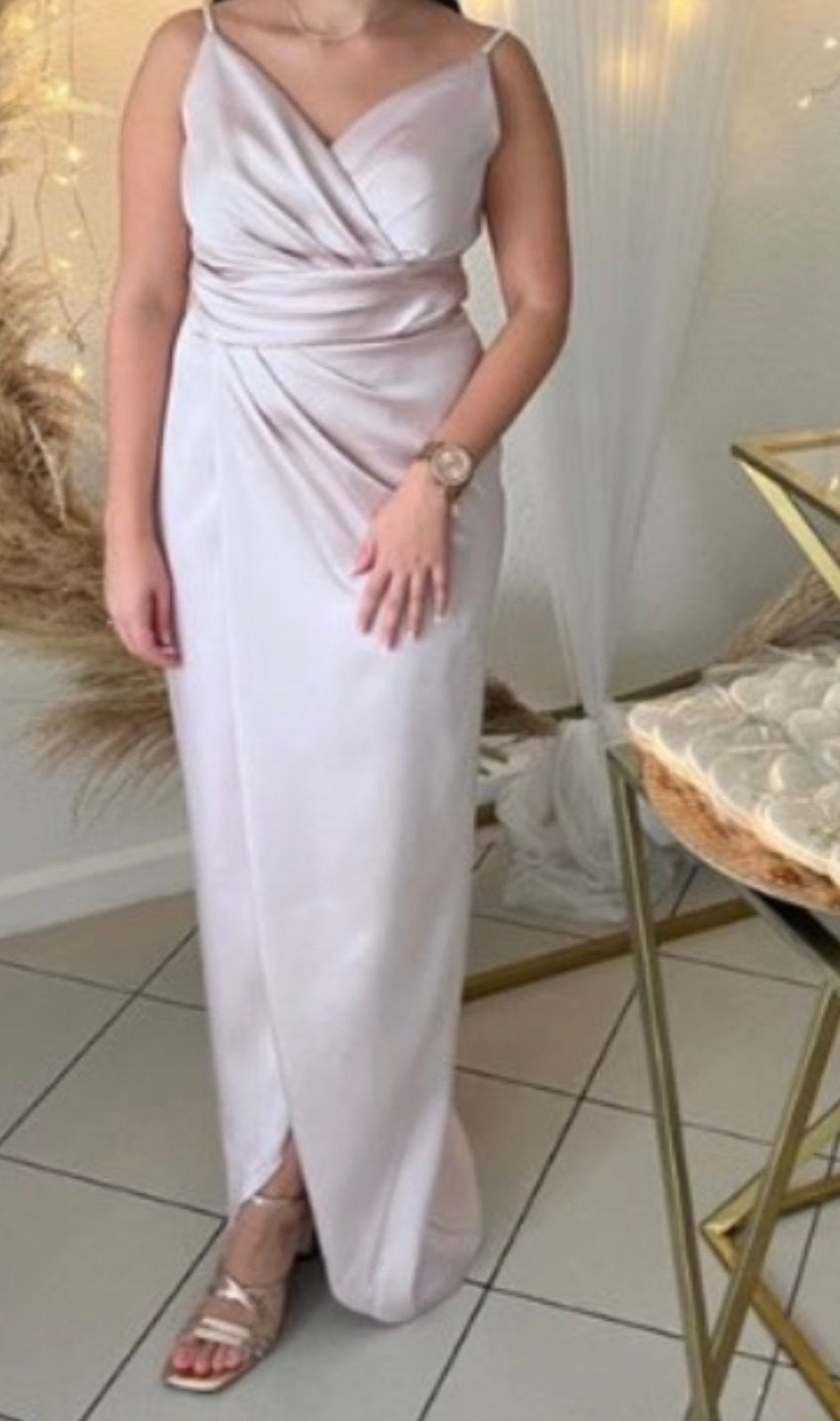 Prachtige Roze Satijnen Maxi-Jurk / Gala-jurk, Kleding | Dames, Galajurk, Ophalen of Verzenden, Zo goed als nieuw, Roze