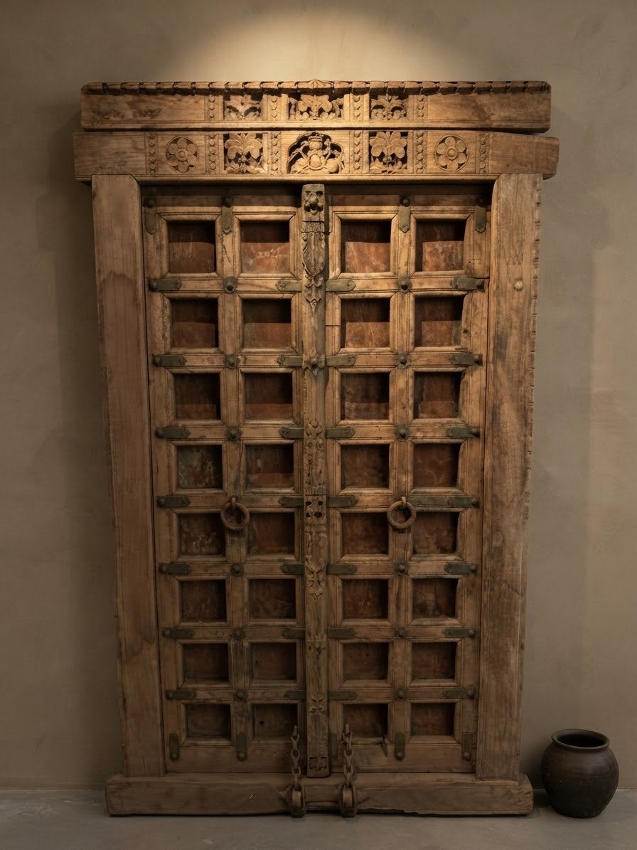 Unieke Antieke Deurenset uit India - 92x148.5 cm, Ophalen