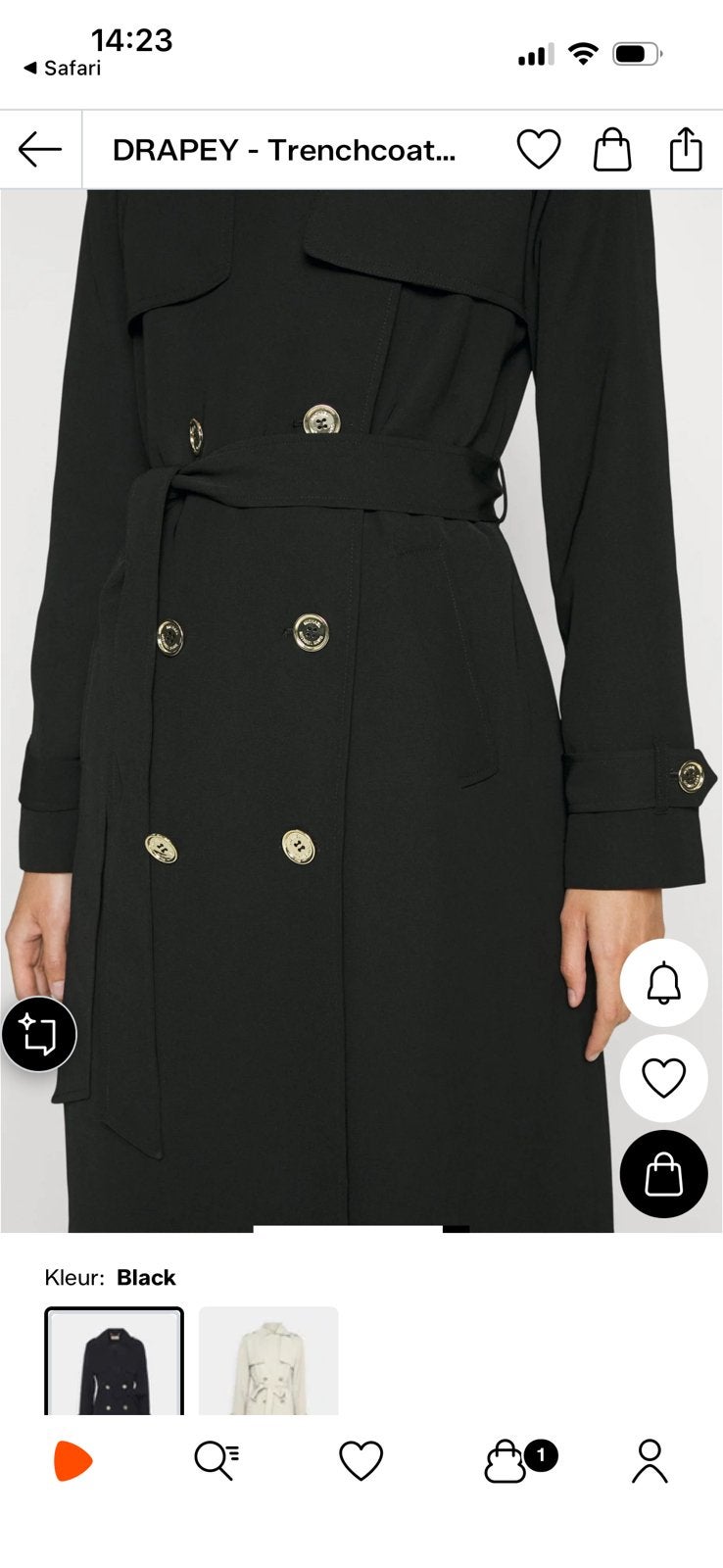 Michael kors trenchcoat m, Ophalen of Verzenden, Zo goed als nieuw, Zwart