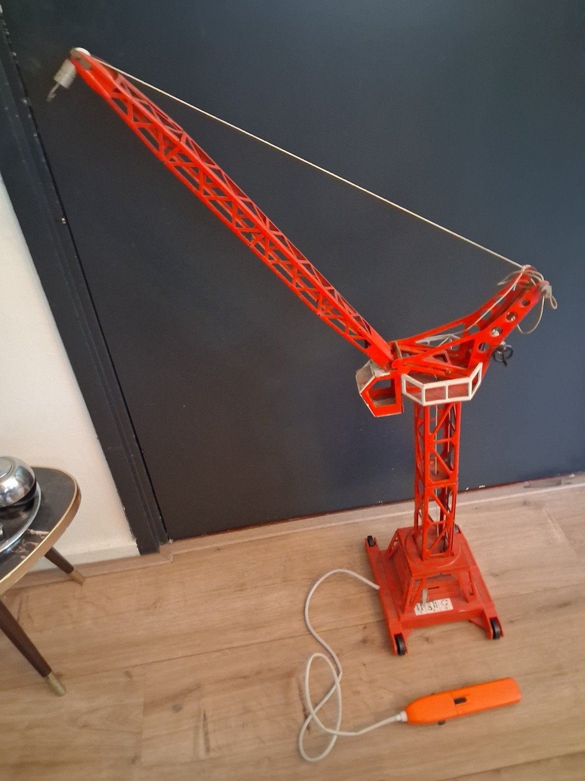 Vintage joustra hijskraan speelgoed met afstandsbediening, Ophalen of Verzenden, Gebruikt, Bouwen