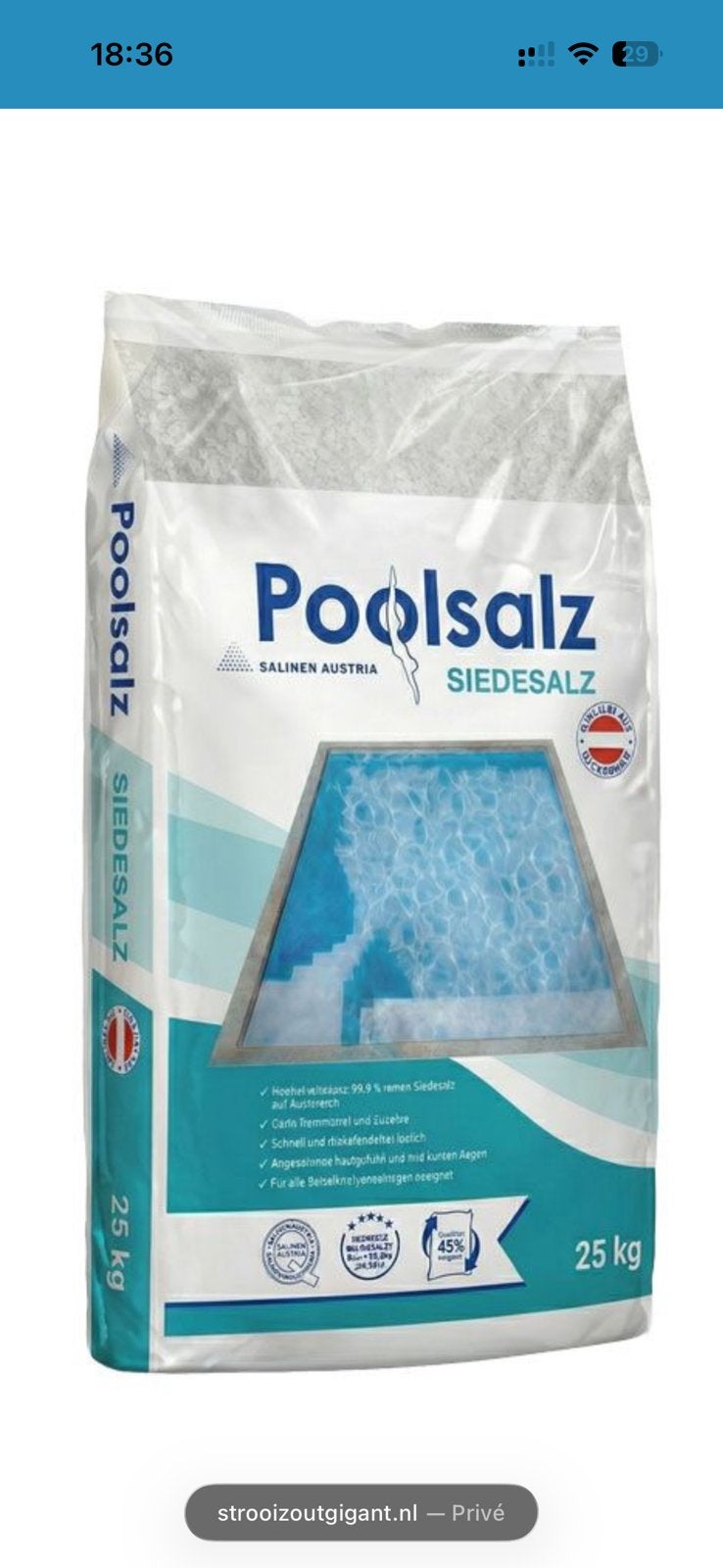 Poolsalz zwembadzout 25kg, Ophalen, Nieuw, Overige typen