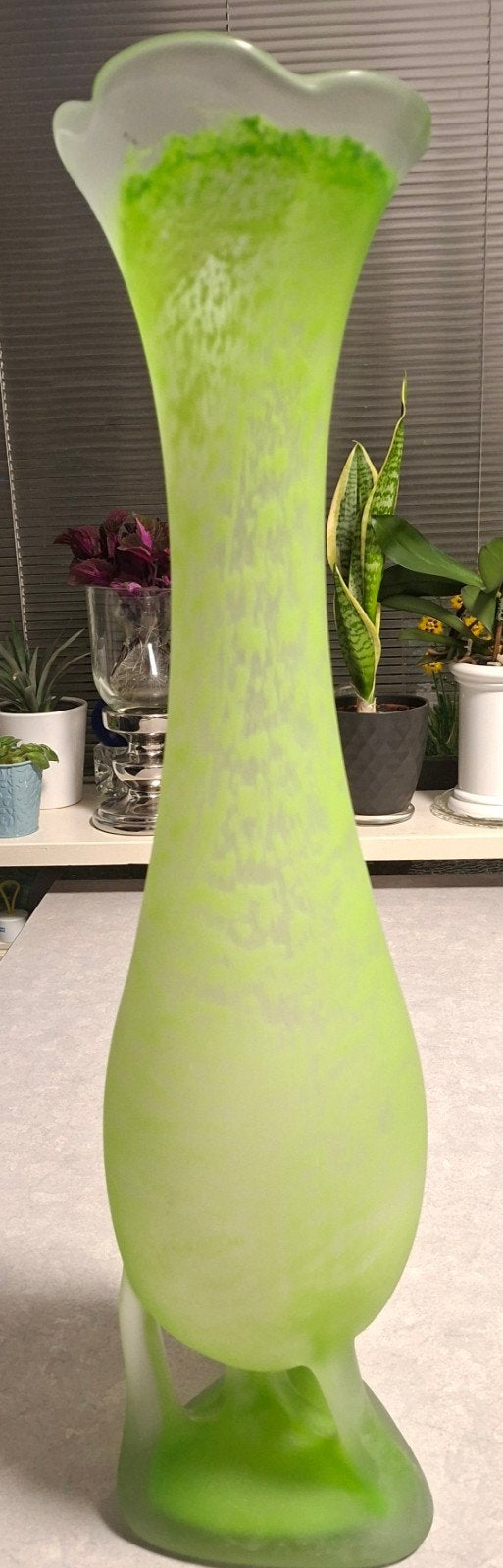 grote glazen vaas, h. 65cm, Ophalen, 65 cm, Groen, Glas