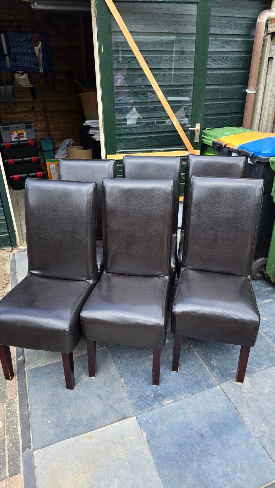 Eettafel stoelen 6 stuks, Huis en Inrichting, Stoelen, Ophalen, Gebruikt, Leer, Vijf, Zes of meer stoelen