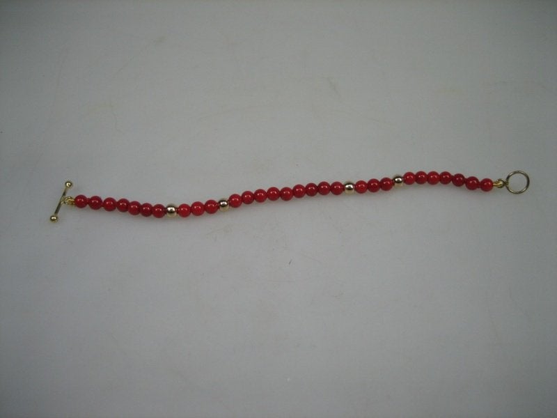 Bloedkoralen Baby armbandje met goud Kapittelstokje, Sieraden, Tassen en Uiterlijk, Kindersieraden, Verzenden, Nieuw, Goud, Armband