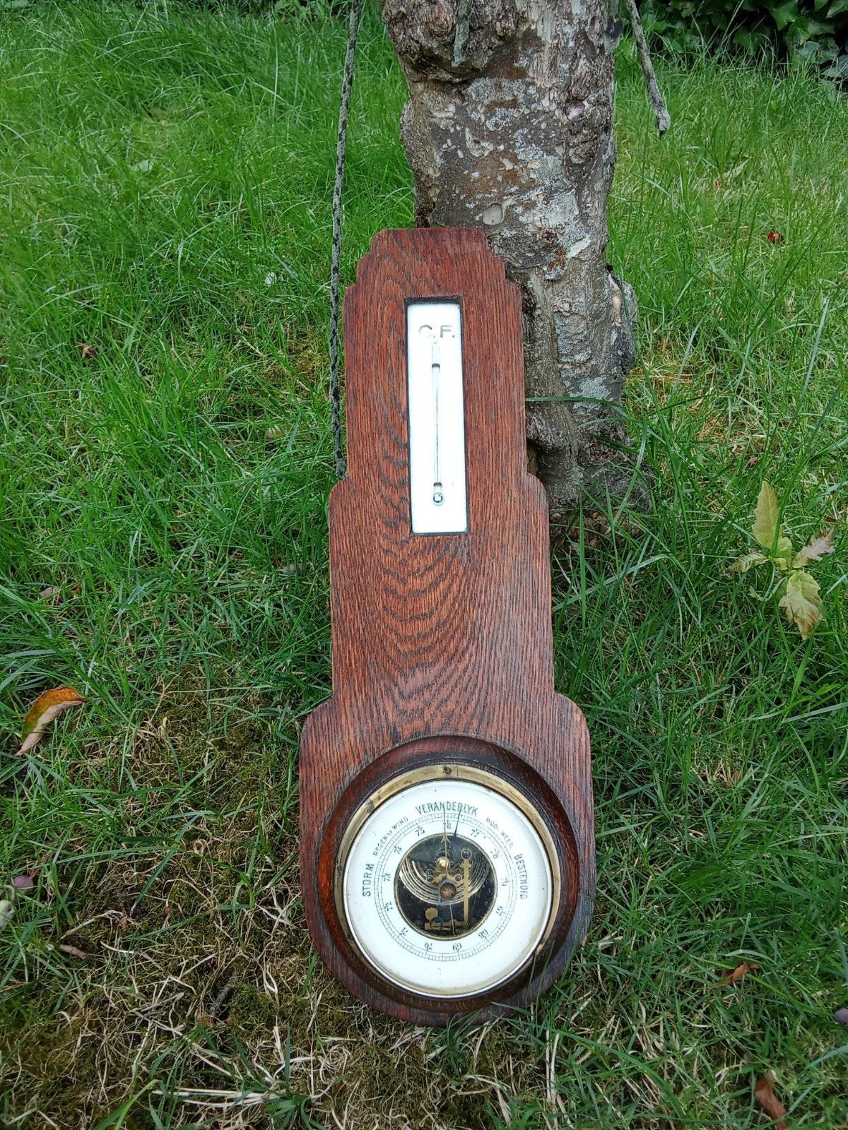 Antieke Barometer & Thermometer in Houten Behuizing, Ophalen of Verzenden