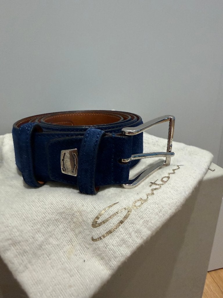 Santoni Suede Riem | 120cm | (224), Kleding | Heren, Riemen en Ceinturen, Overige kleuren, Verzenden, Echt leder, Zo goed als nieuw