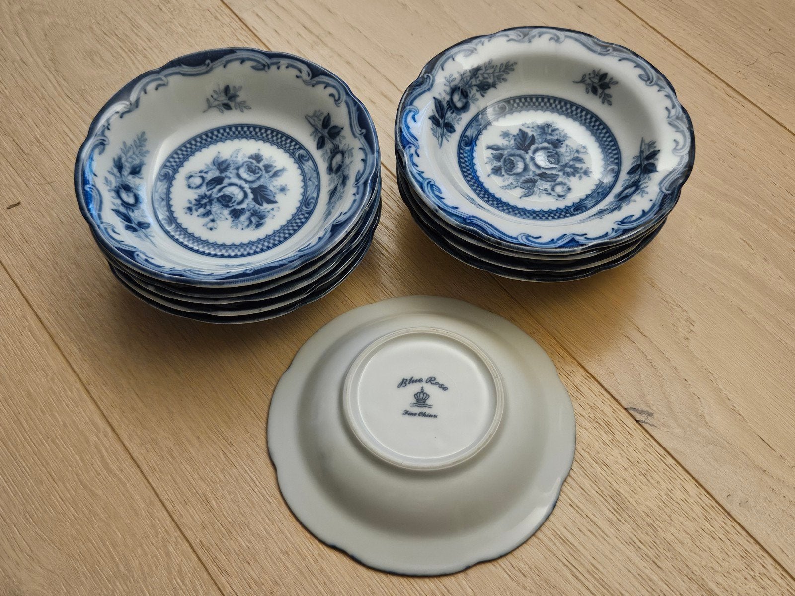 11 Schaaltjes Blue Rose, Antiek en Kunst, Ophalen