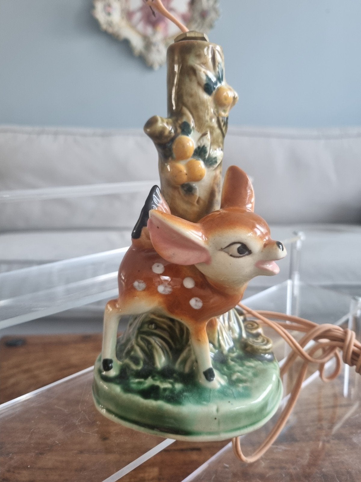 Vintage Bambi hertje keramiek/porselein lampje jaren 50/60, Ophalen of Verzenden