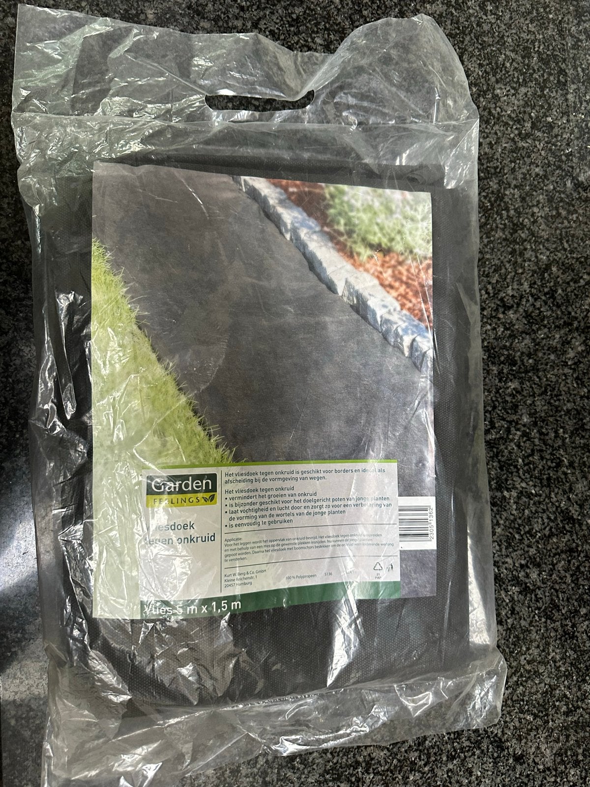 Garden Feelings Vliesdoek tegen onkruid 5m x 1,5m, Tuin en Terras, Ophalen of Verzenden, Nieuw, Hout