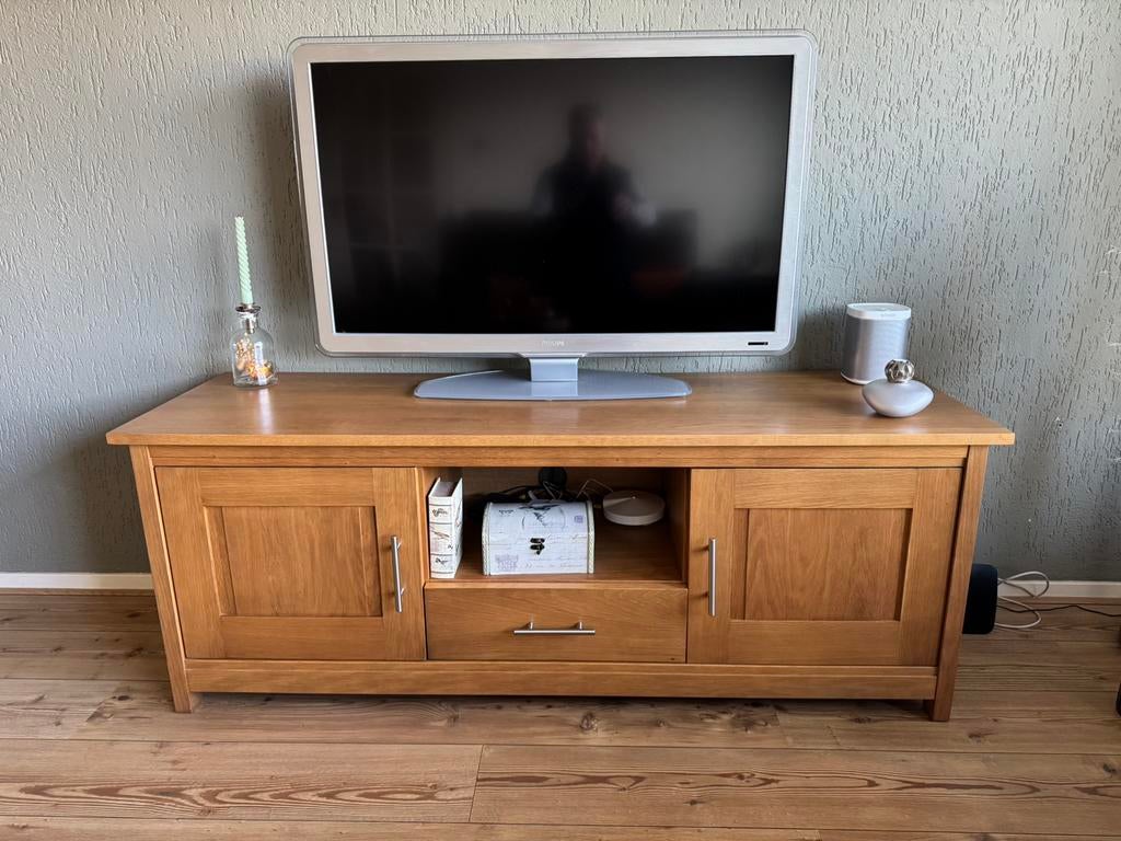 Eiken TV Meubel, Ophalen, Gebruikt, 150 tot 200 cm, Eikenhout