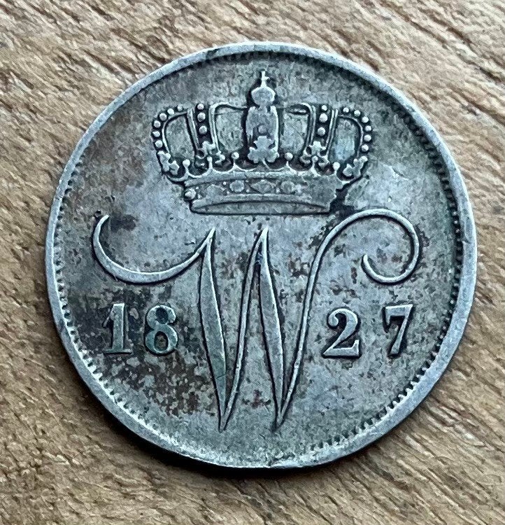 10 cent 1827 Utrecht Willem I, Ophalen, Zilver, 10 cent, Koning Willem I