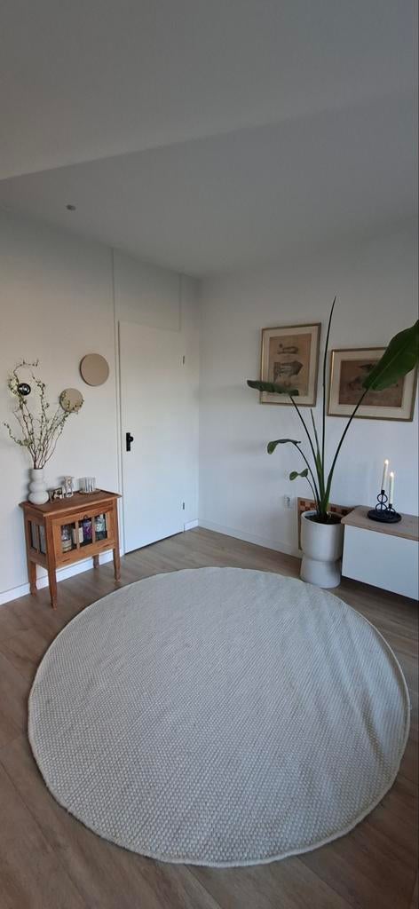 Rond wollen vloerkleed, Ophalen, Japandi, Gebruikt, 150 tot 200 cm