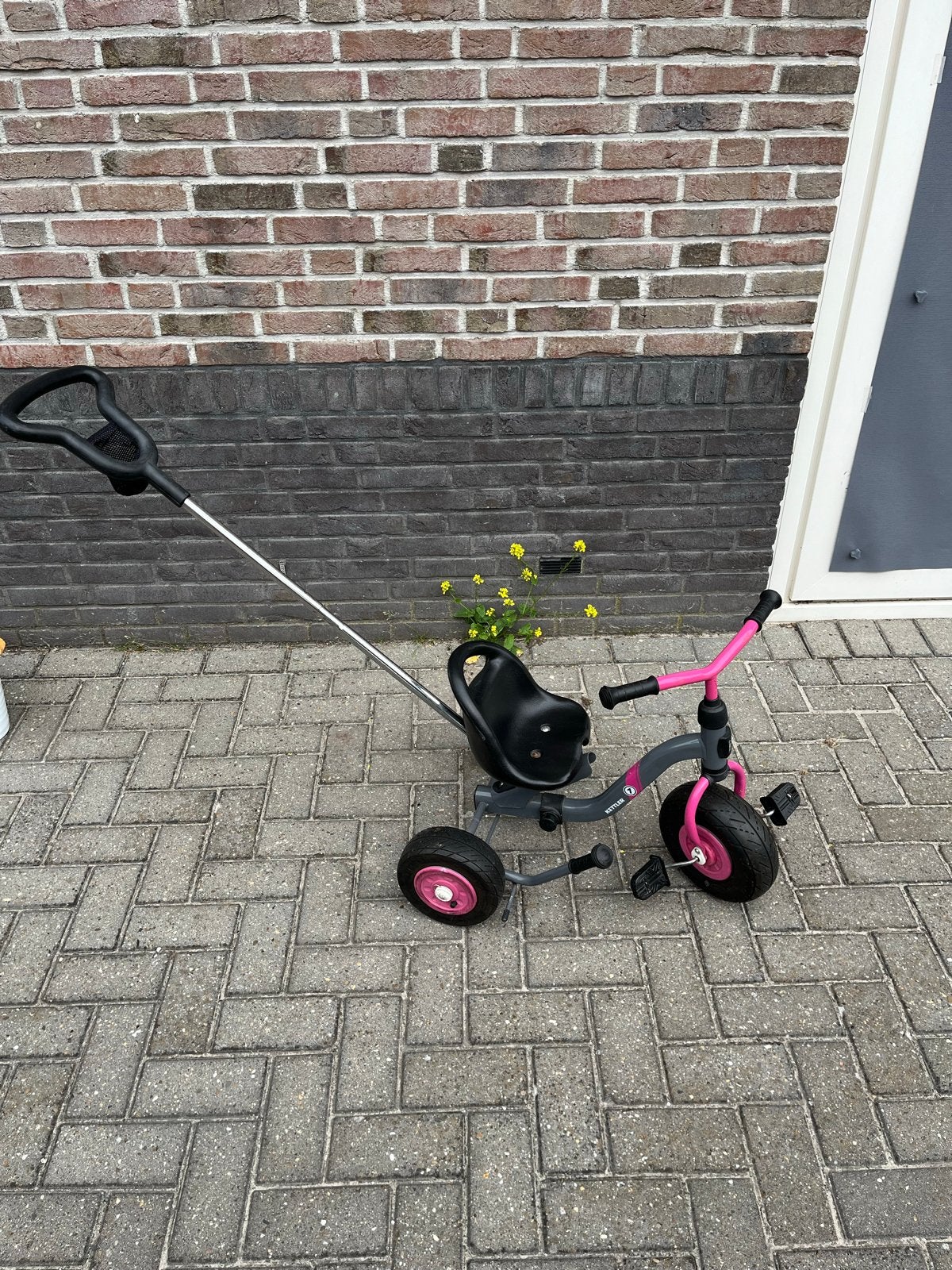 Kettler driewieler met duwstang - roze/grijs, Ophalen, Gebruikt, Terugtraprem, Duwstang