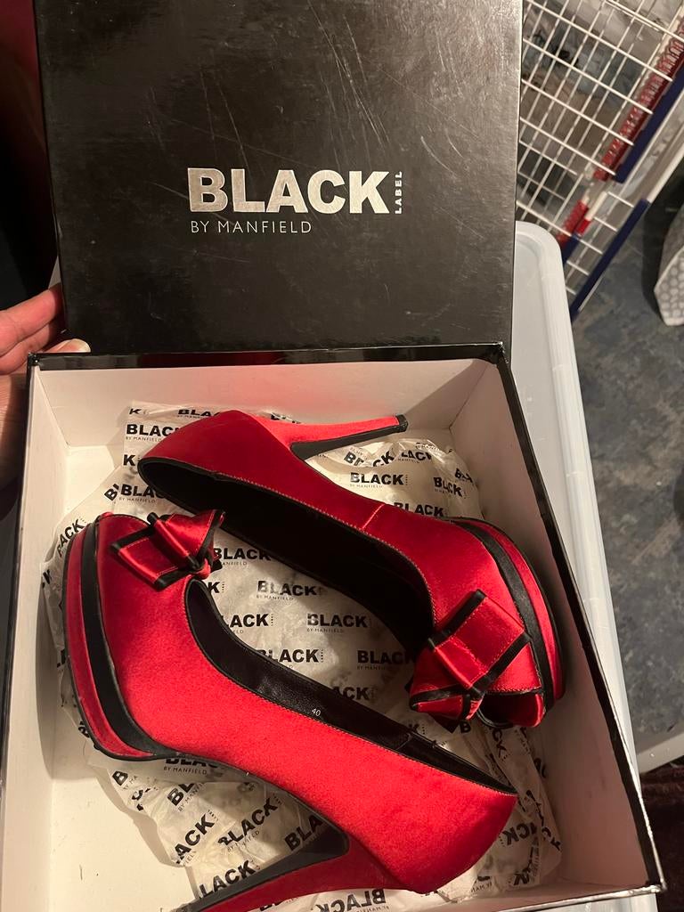 Rode Manfield Black Label Peep-Toe Pumps Maat 40, Ophalen of Verzenden, Zo goed als nieuw, Rood, Pumps