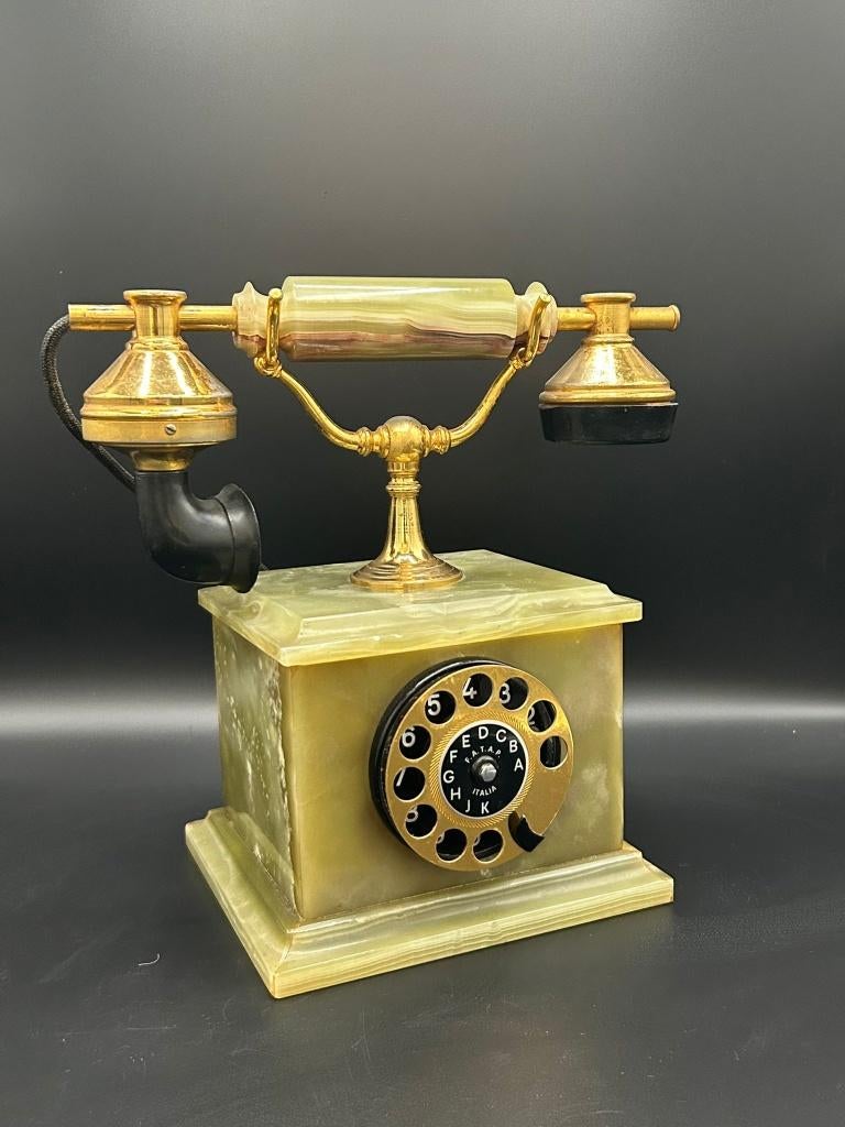 Vintage Onyx Telefoon Italië – Messing & Brons - jaren 50-60, Ophalen