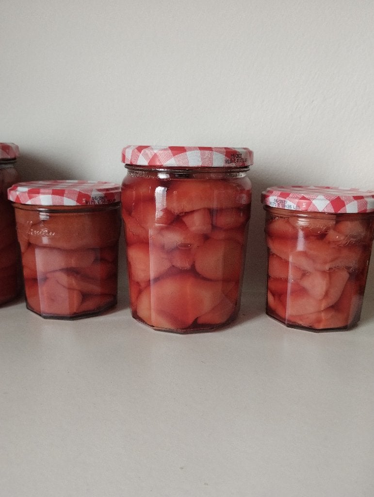 Te koop: schone glazen potten inhoud 370 gr., Ophalen, Met deksel, Pot, Bus of Blik, Glas