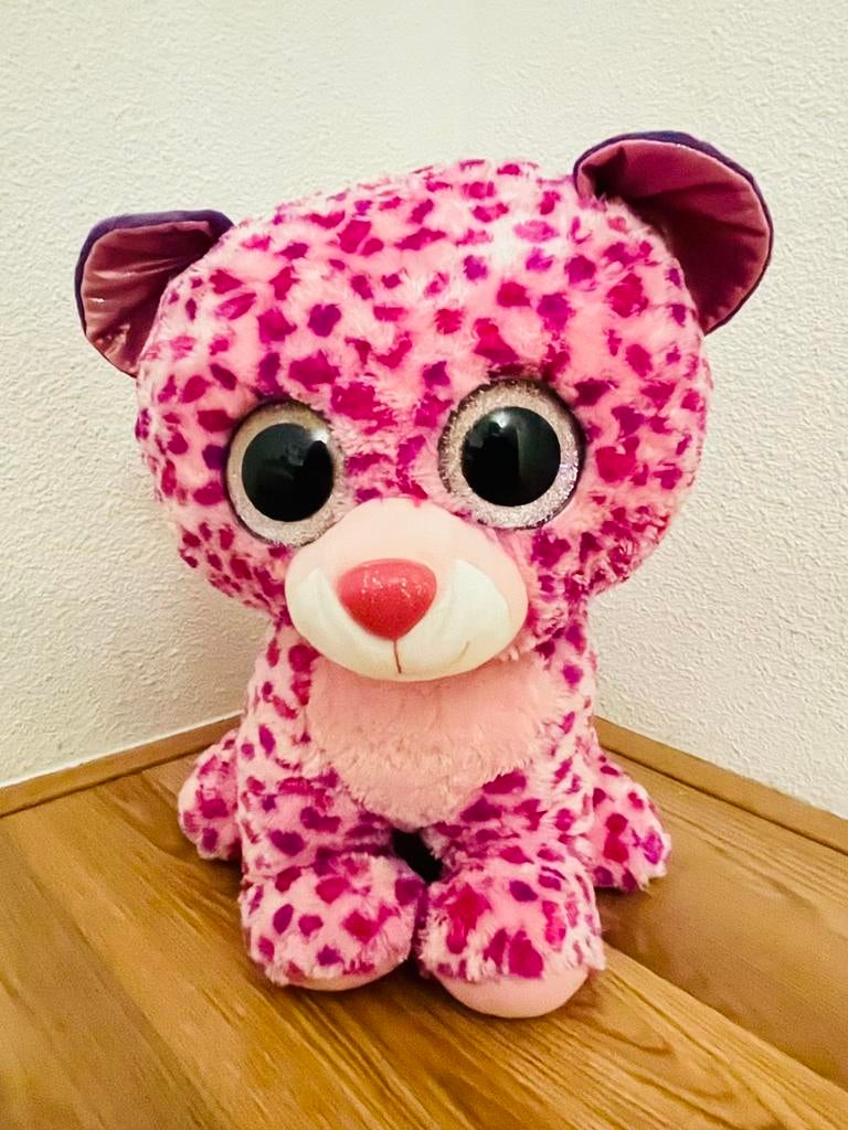 Ty Beanie Boo named Glamour, a pink leopard plush toy - 40cm, Ophalen of Verzenden, Zo goed als nieuw, Overige typen