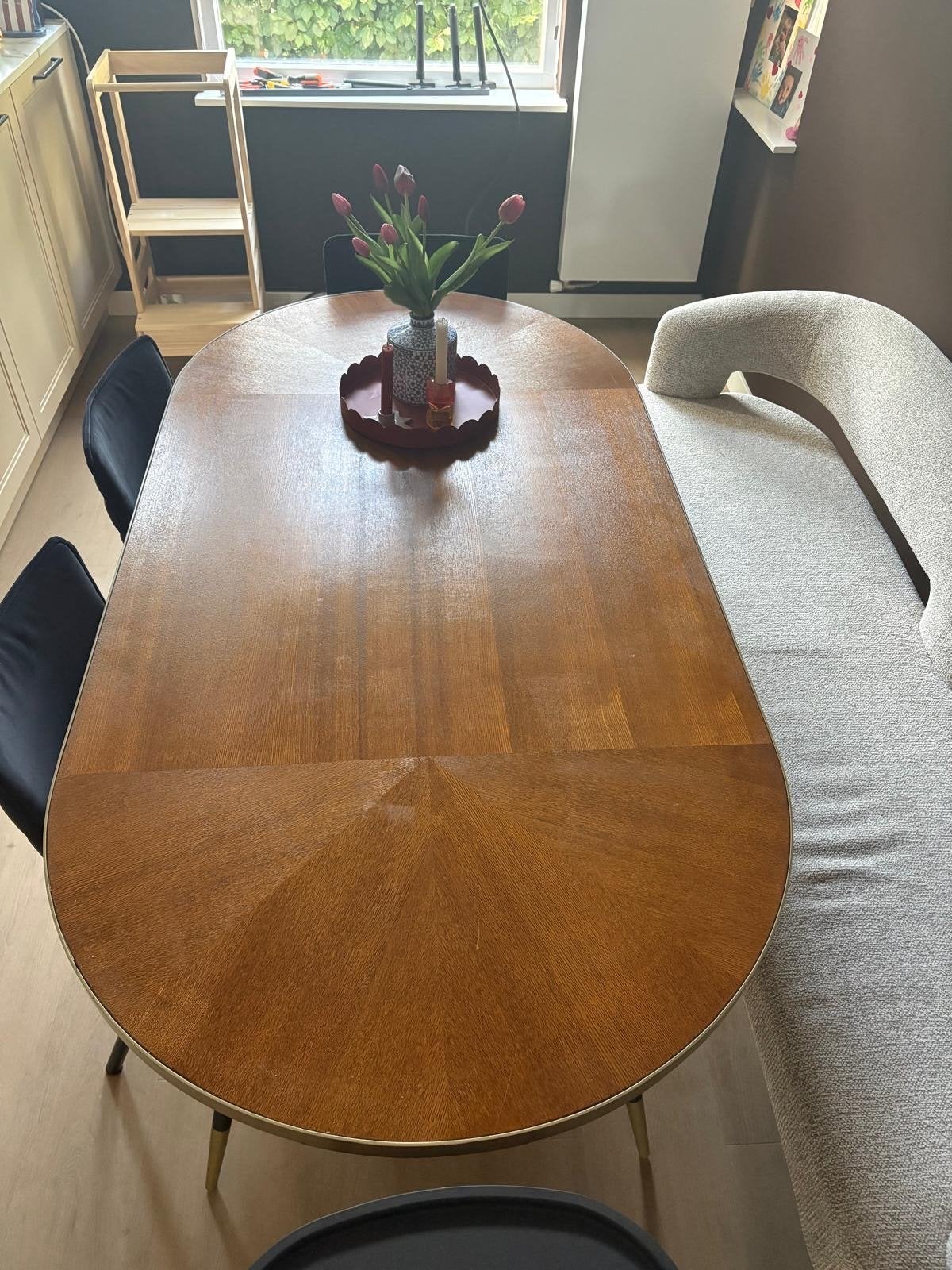 Ovale eettafel 180x90 cm - walnoot kleur., Ophalen, Gebruikt, 50 tot 100 cm, 150 tot 200 cm
