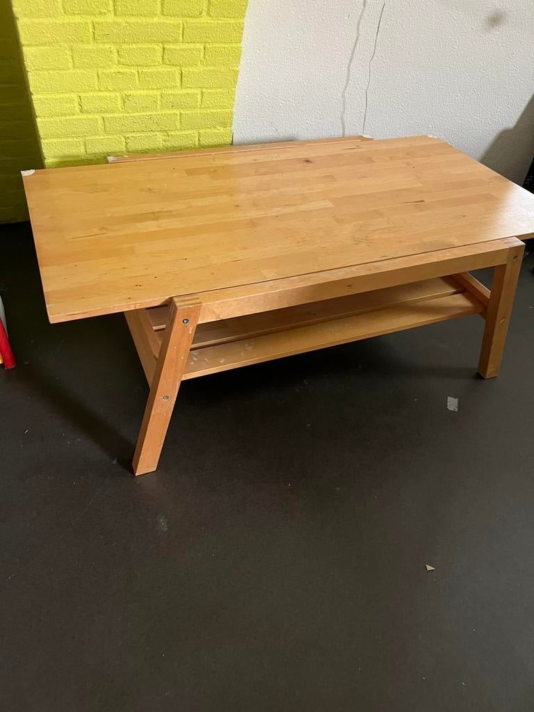 Houten salontafel/bijzettafel, Ophalen, 100 tot 150 cm, 50 tot 100 cm, Zo goed als nieuw