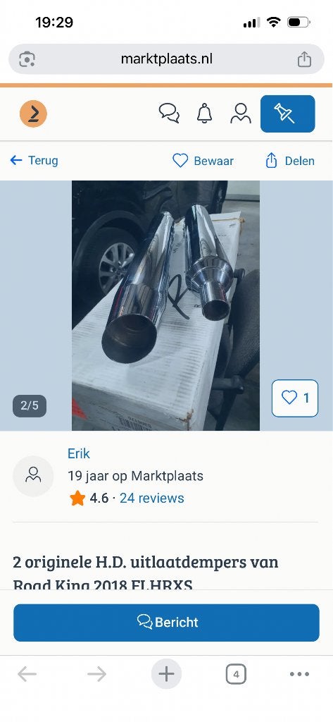 Te koop 2x orginele uitlaat Harley Roadking 2018, Ophalen, Nieuw