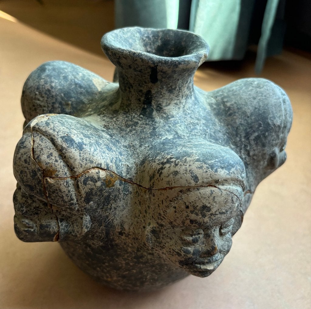 Precolumbiaanse vaas, replica (beschadigd), 19 cm, Steen/keramiek, Handgemaakt, Ophalen of Verzenden