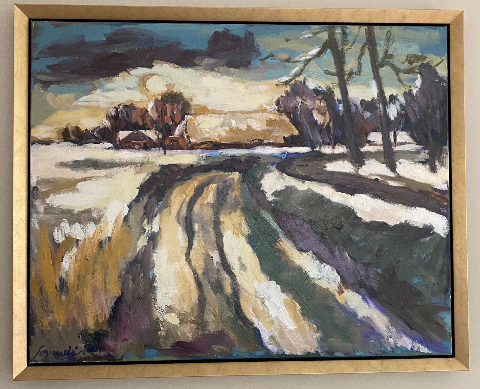 Origineel schilderij van Antje Sonnenschein – Het Hogeland, Ophalen of Verzenden, Ingelijst, Acrylverf, Landschap