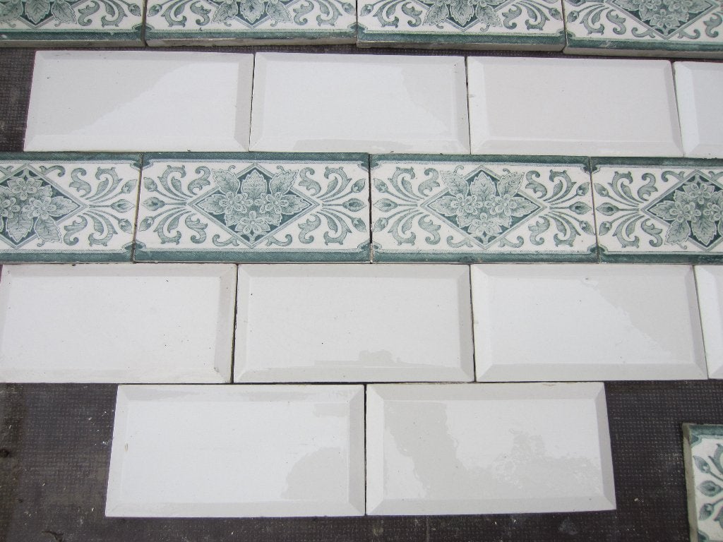 13 stuks Antieke wandtegels 7,5x15cm groene afbeelding 195cm, Antiek en Kunst, Ophalen