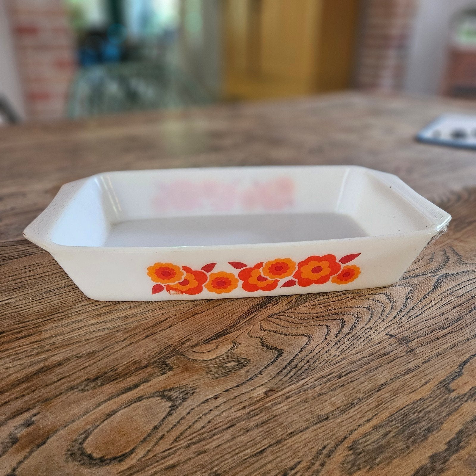Vintage Arcopal Lotus Ovenschaal - Oranje Bloemen, Ophalen of Verzenden