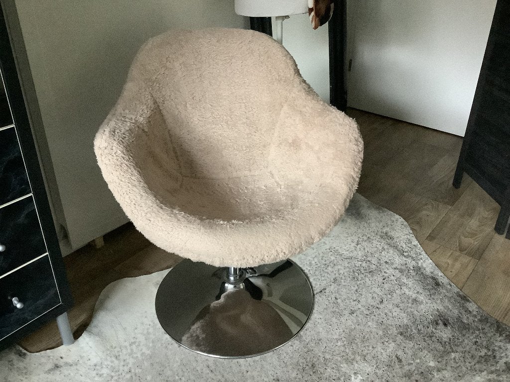 Beige stoel draaibaar met chromen poot, Ophalen, Twee, Overige kleuren, Modern