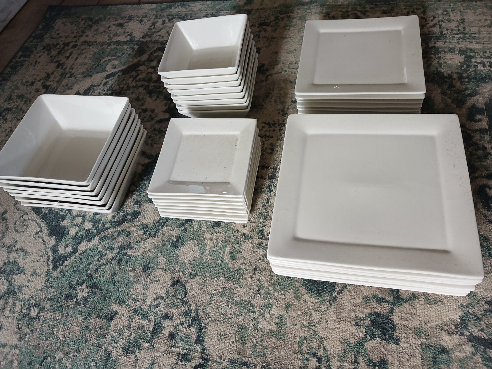 Wit servies set vierkant -, Ophalen, Gebruikt, Keramiek, Modern