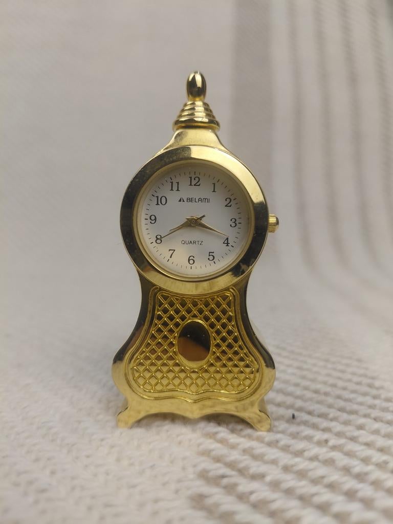 Belami Quartz Vintage Tafelklokje - Goudgevuld, Antiek en Kunst, Antiek | Klokken, Ophalen of Verzenden
