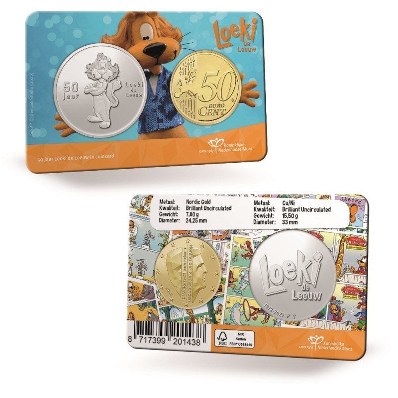 50 Eurocent Nederland 2022 - Loeki de Leeuw - BU Coicard, Verzenden, Overige landen, 50 cent, Losse munt