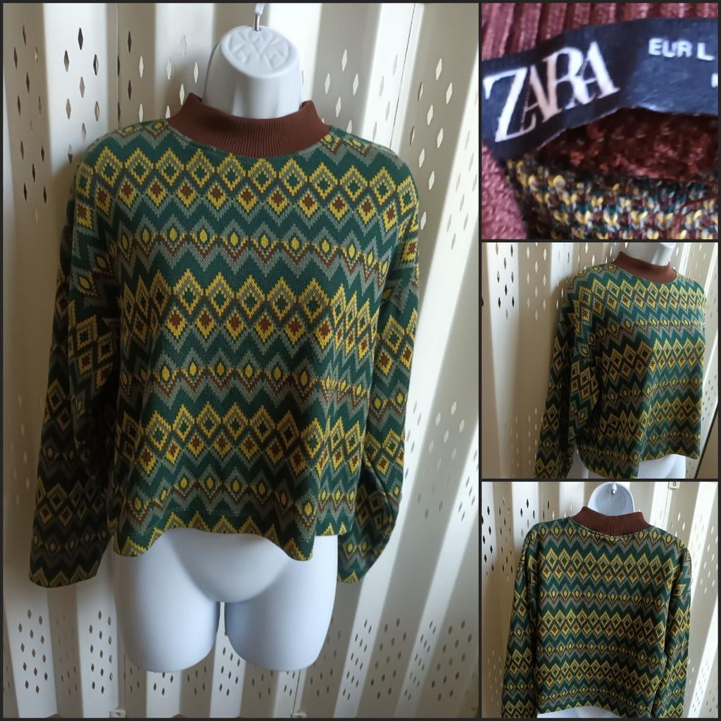 Zara trui sweatshirt met patroon longsleeve L, Zara, Maat 42/44 (L), Ophalen of Verzenden, Zo goed als nieuw